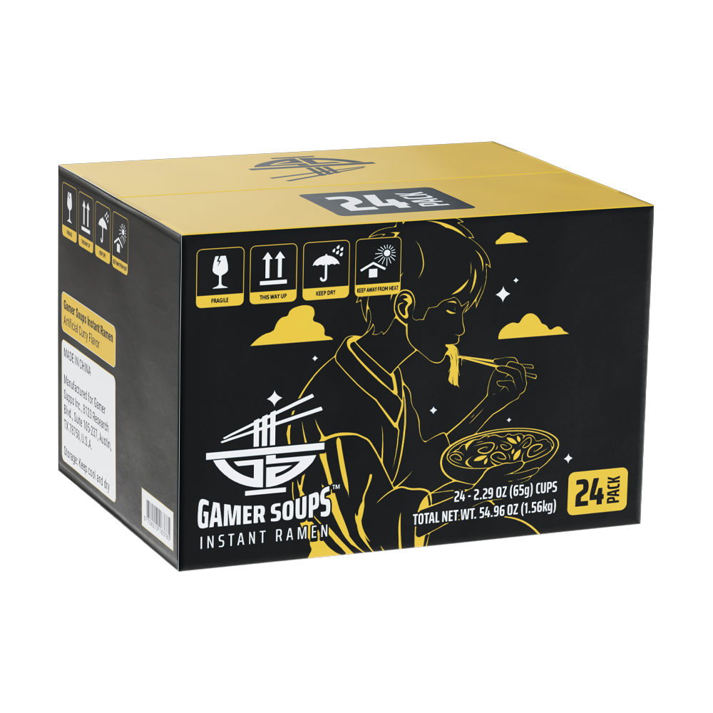 Gamer Soups Instant Noodles - Curry (24 Cup Box) - Image 3